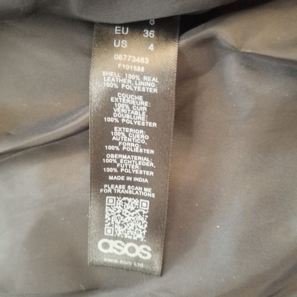 NWT Blue Black 100% Leather Biker Jacket ASOS - Picture 5 of 8